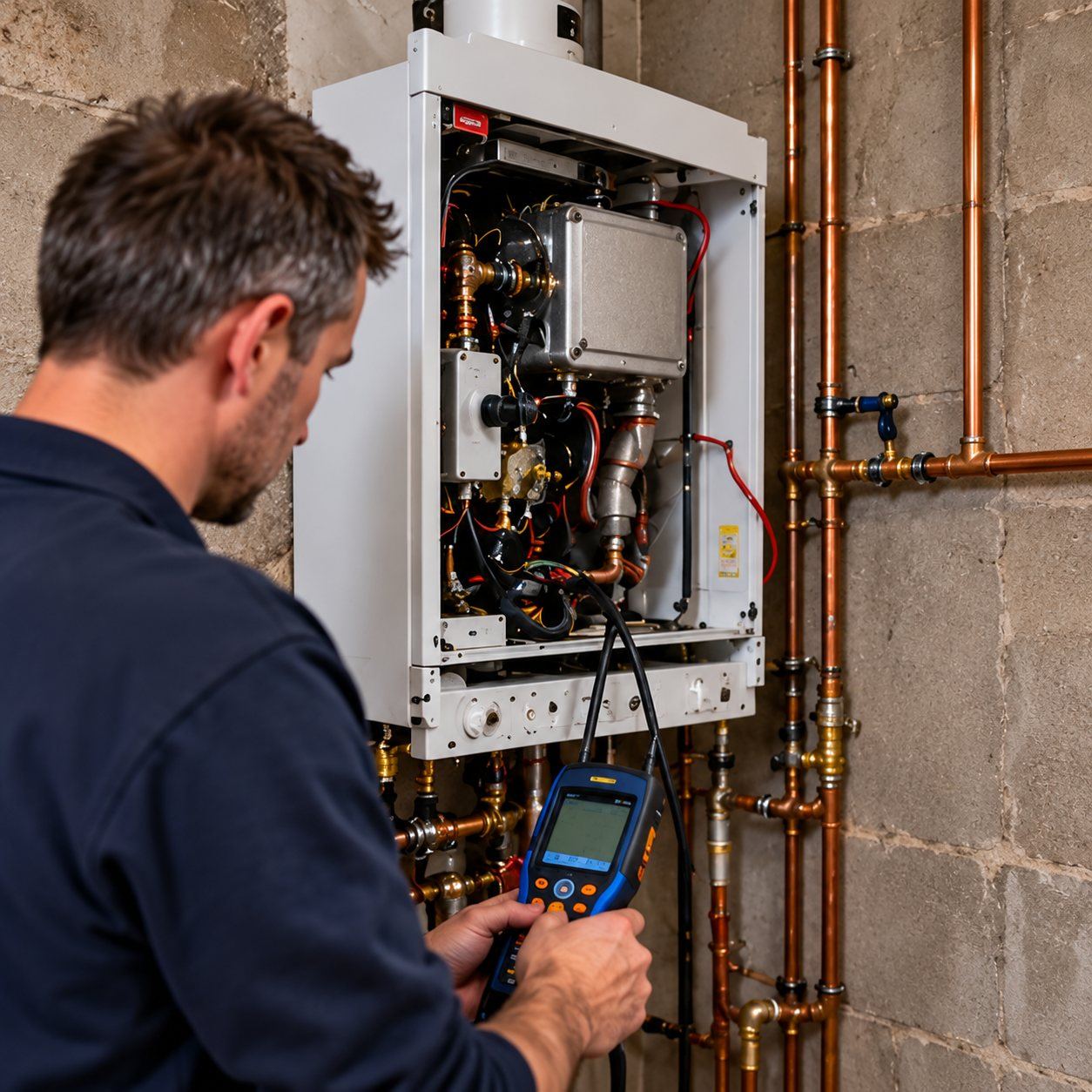 Annual gas boiler service: A yearly service on a ten-year-old combi.